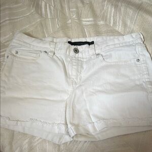 Calvin Klein White Jean Shorts with Distressed Hem